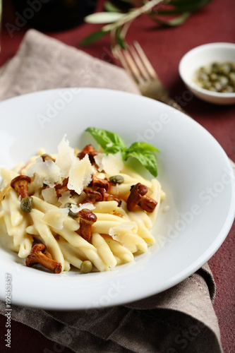 Tasty pasta with cheese and sauce