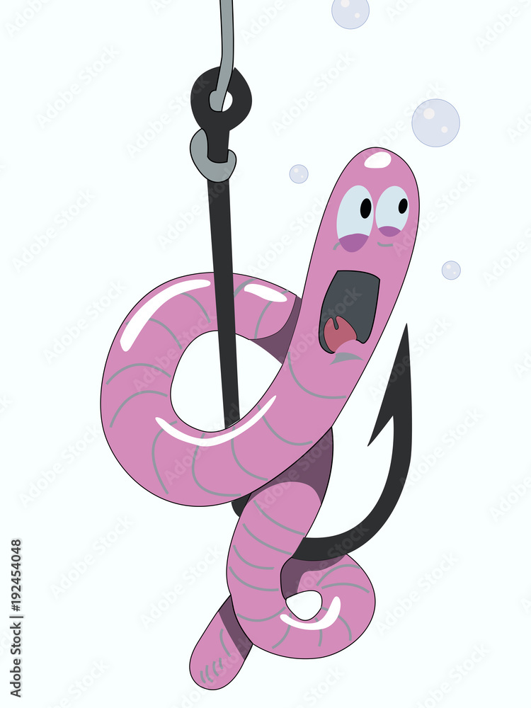 Fishing rod with a worm on the hook. Stock Vector by ©threecvet.gmail.com  230894568