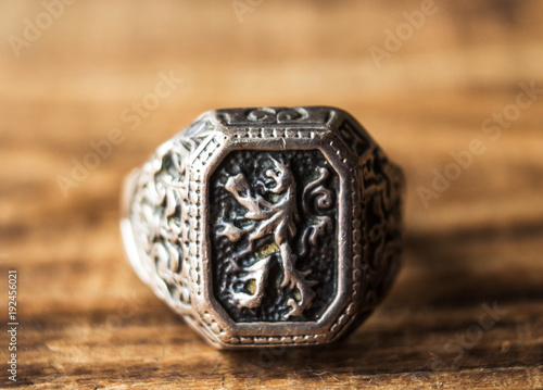 ring on a wooden background photo