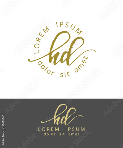 H D. Handdrawn Brush Monogram Calligraphy Logo Design