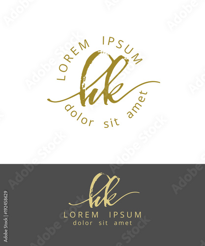 H K. Handdrawn Brush Monogram Calligraphy Logo Design