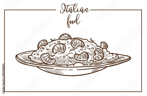 Risotto sketch vector icon for Italian cuisine food menu design