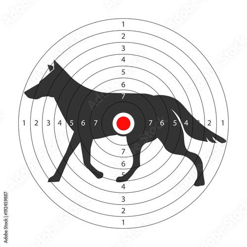 Target for shooting gallery with wild wolf silhouette