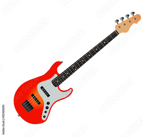 orange four-string bass guitar