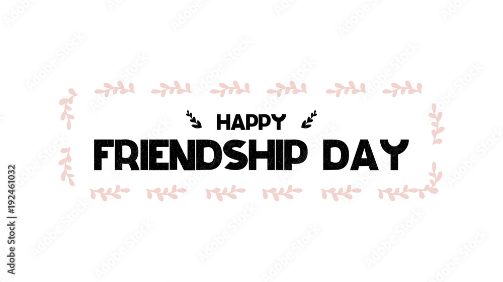 Card with calligraphy lettering Happy friendship day in scandinavian style. Vector illustration