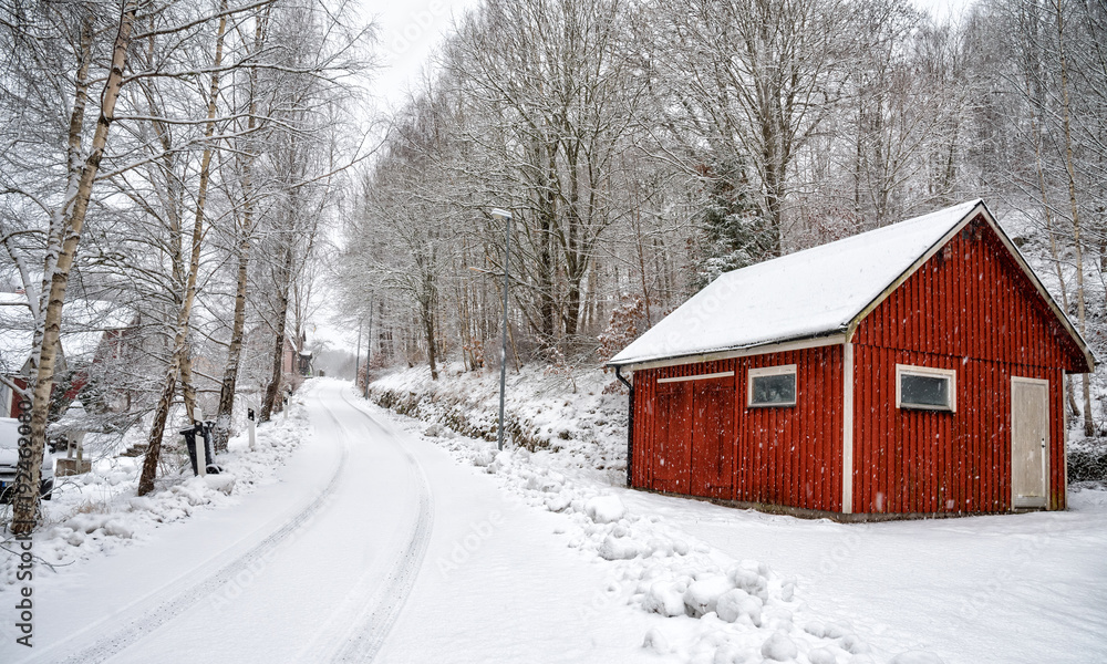 Swedish service house in winter time Swedish service house in winter time