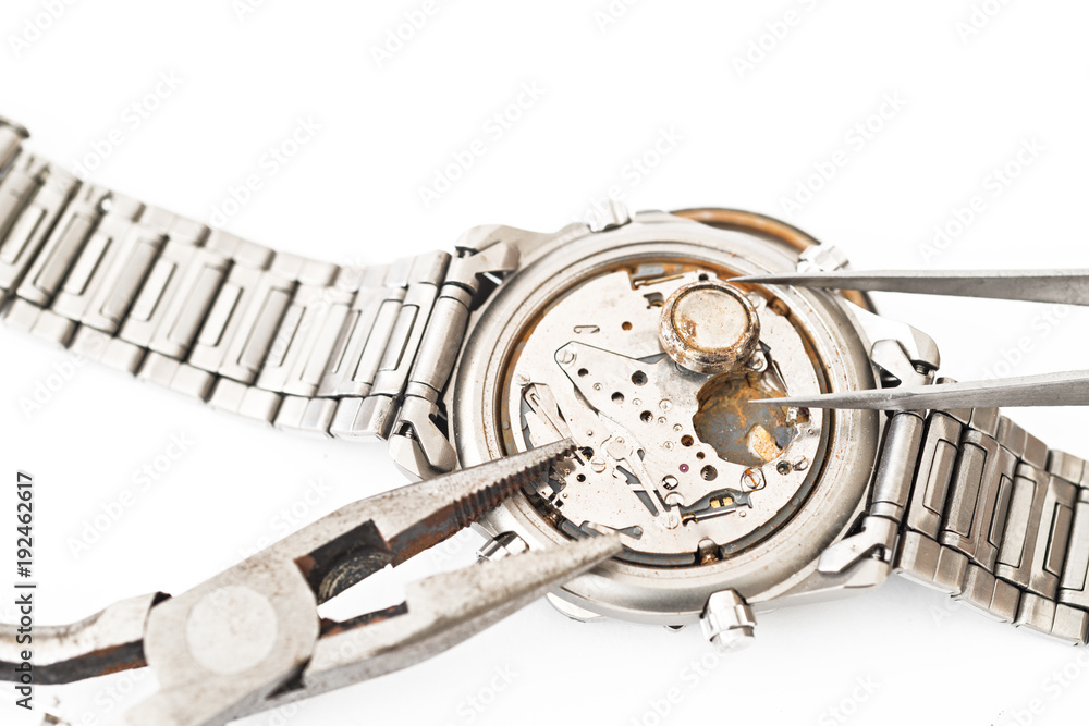 Fototapeta premium Clock with rusty machinery