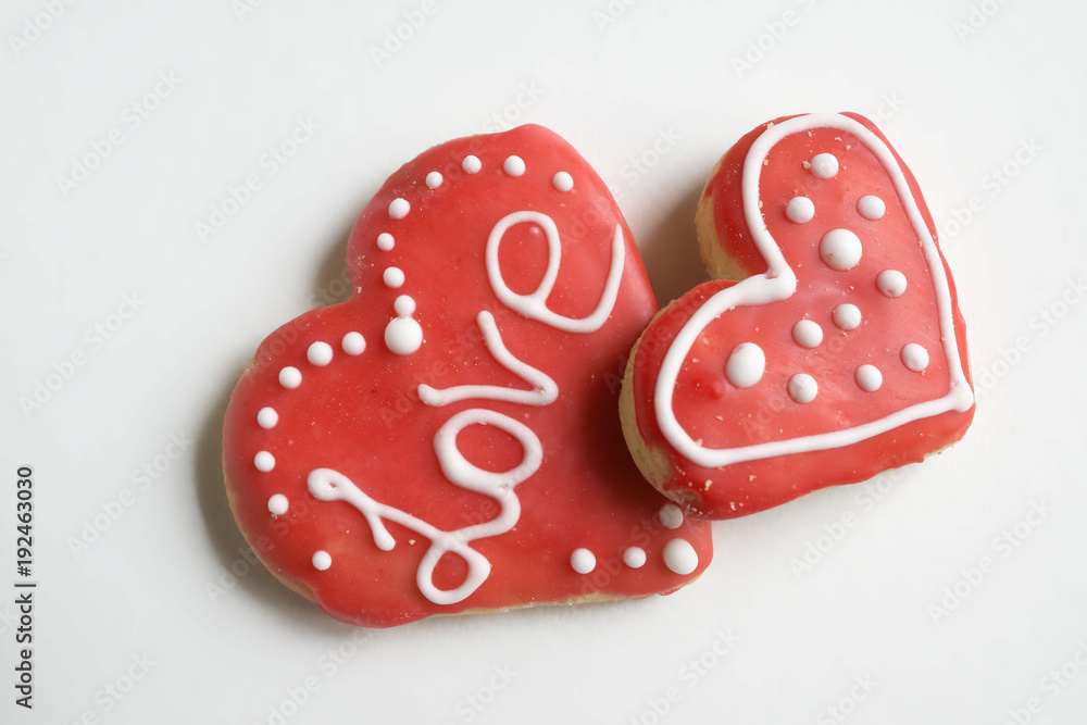 Valentine cookies in the shape of heart Valentine cookies in the shape of heart
