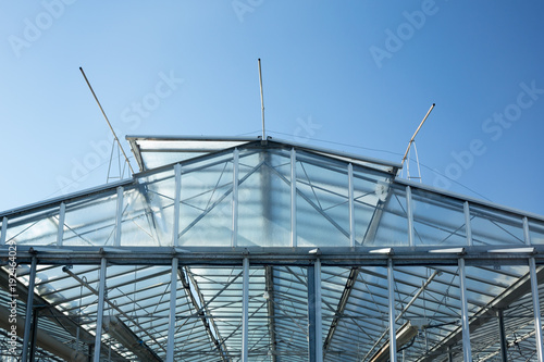 front view from below of a greenhouse
