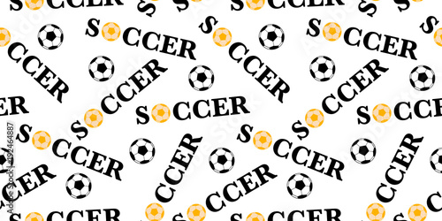 Seamless pattern with soccer ball. Vector football background