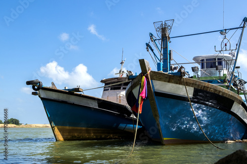 Fisherman boat moored at port located in Terengganu  Malaysia