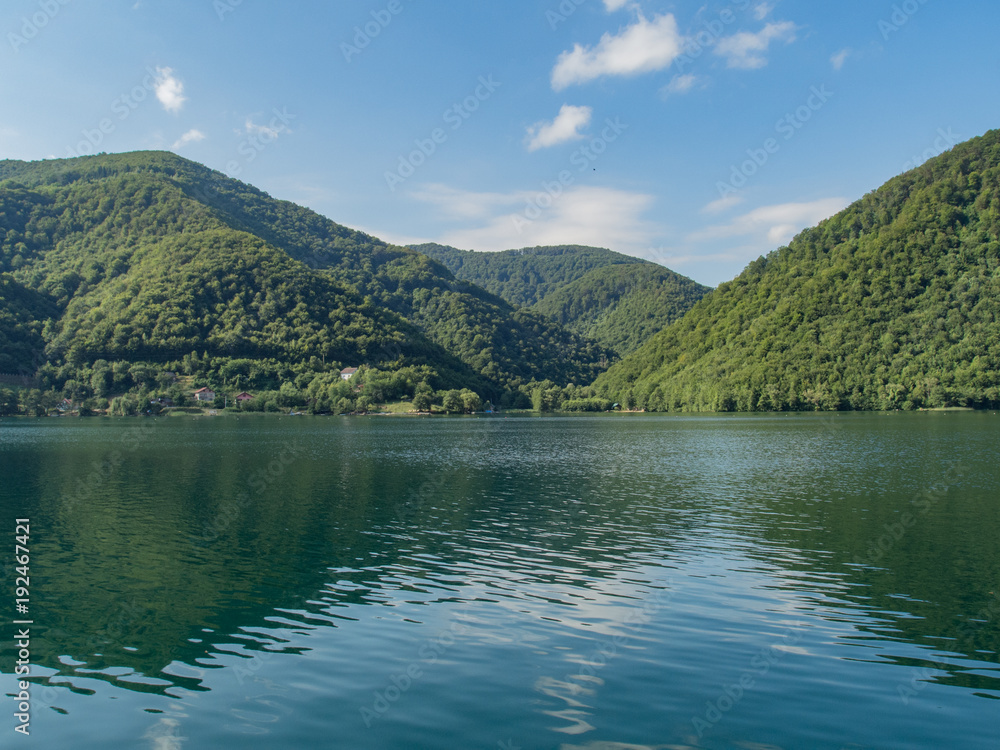 Enormous beautiful lake on river pliva near Jajce