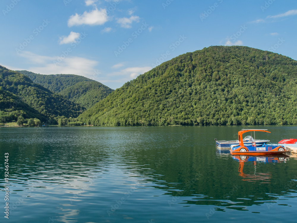 Enormous beautiful lake on river pliva near Jajce