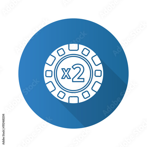 Double down casino chip flat design long shadow glyph icon