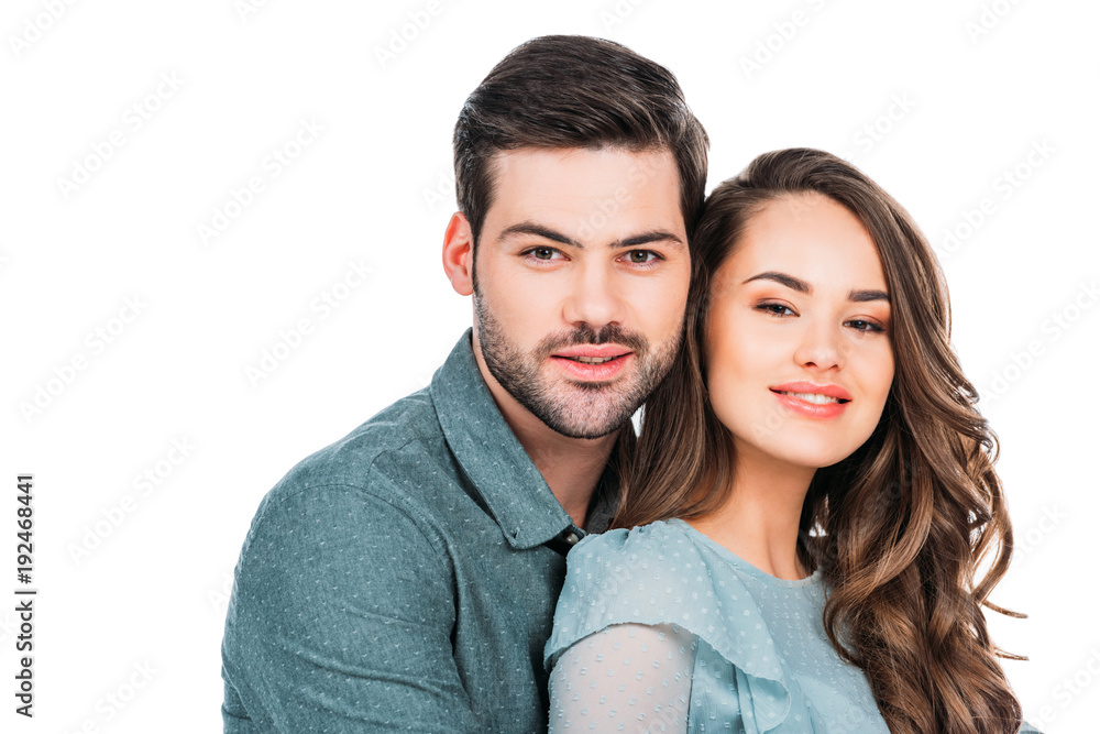 beautiful happy couple isolated on white beautiful happy couple isolated on white