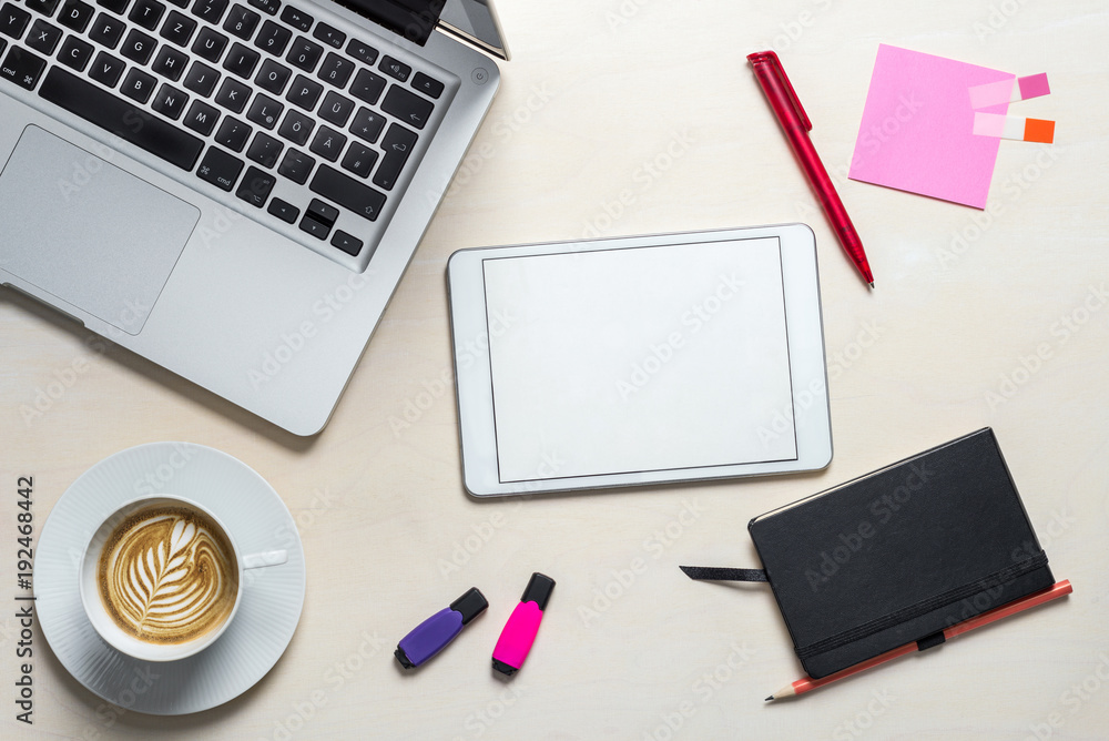 Empty tablet with copy space as flat lay and template Empty tablet with copy space as flat lay and template