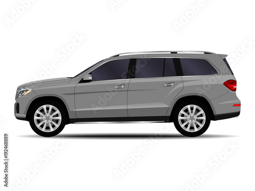 realistic SUV car. side view.