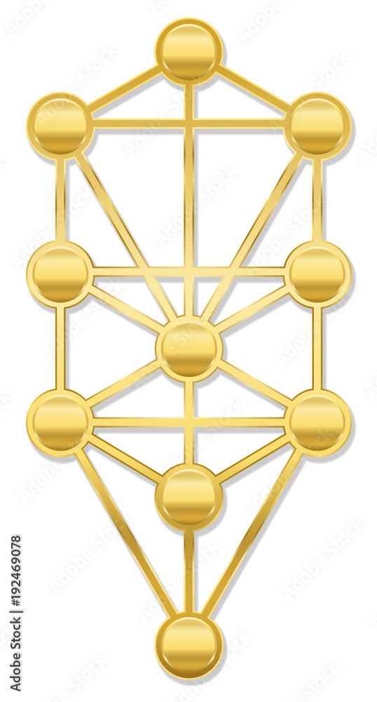 Tree of Life. Golden Kabbalah symbol with ten Sephirots of the Hebrew