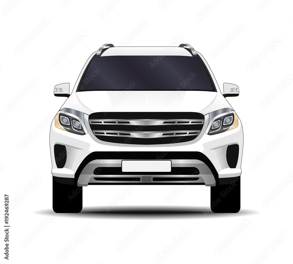 realistic SUV car. front view.
