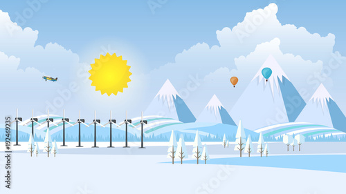 Winter Landscape Background. Flat Vector Illustration 