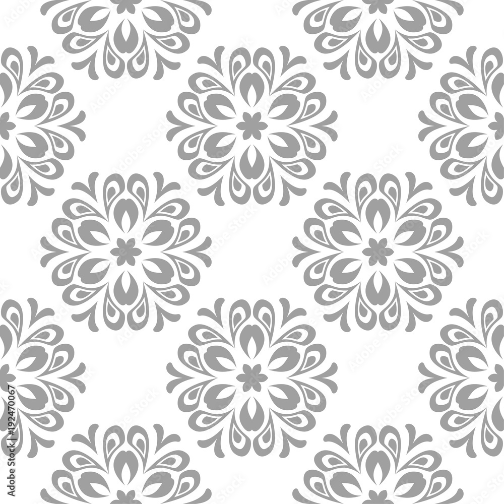 Obraz premium Gray floral seamless pattern on white background