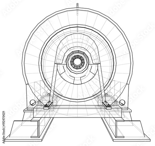 Vector illustration of engine unit oil industry. Created illustration of 3d