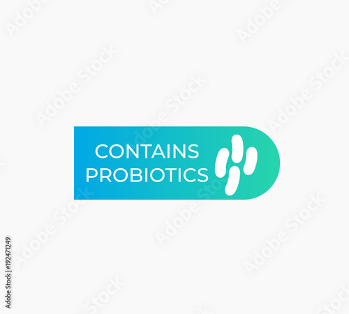 contains probiotics vector label on white