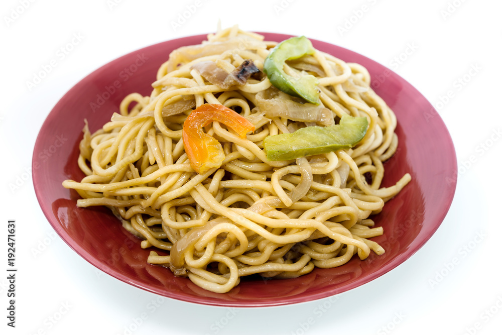 asian food fried noodle on the table