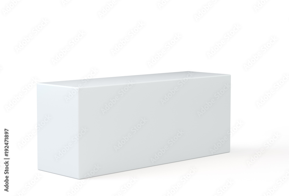 White empty box. Template for your content. Isolated on white background with soft shadow. 3d illustration White empty box. Template for your content. Isolated on white background with soft shadow. 3d illustration