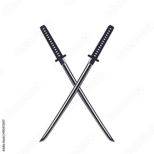 katana isolated on white, japanese swords used by the samurai photo