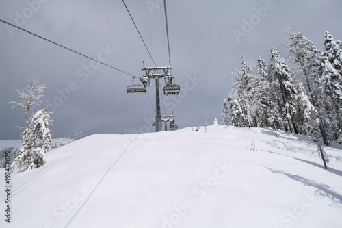 Chairlift at the Rosa Khutor ski resort, Russia