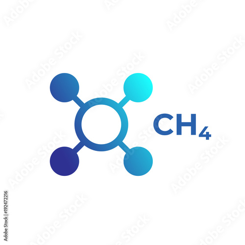 methane molecule, ch4 icon on white