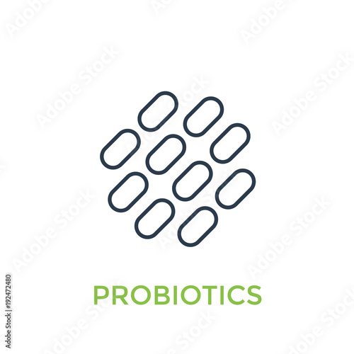 probiotics bacteria vector linear icon