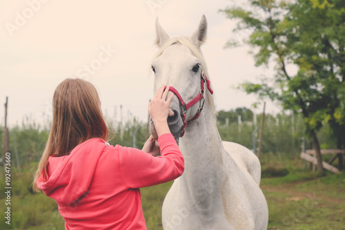 Female and beautiful horse. © Milica