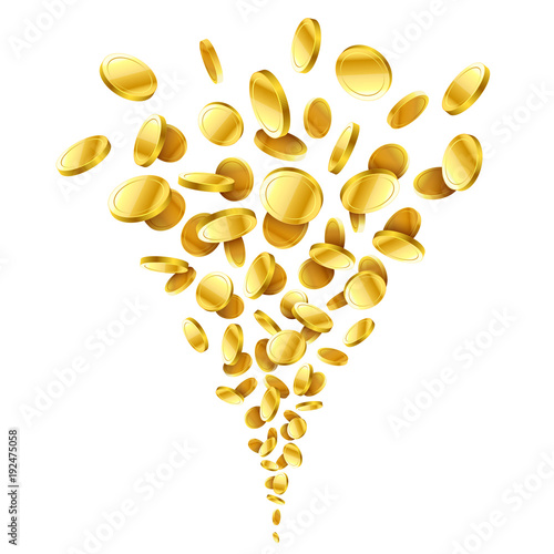 Flying shining gold coins