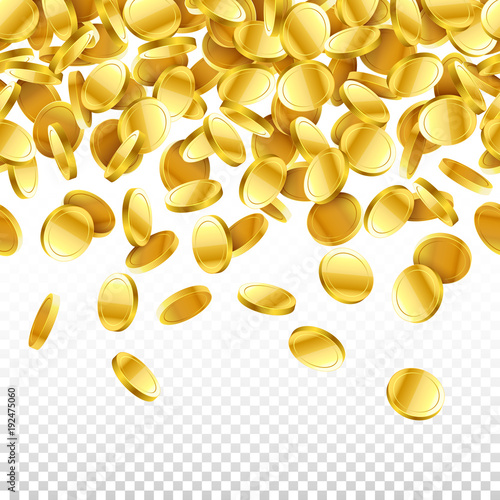 Gold falling 3D coins on tr...