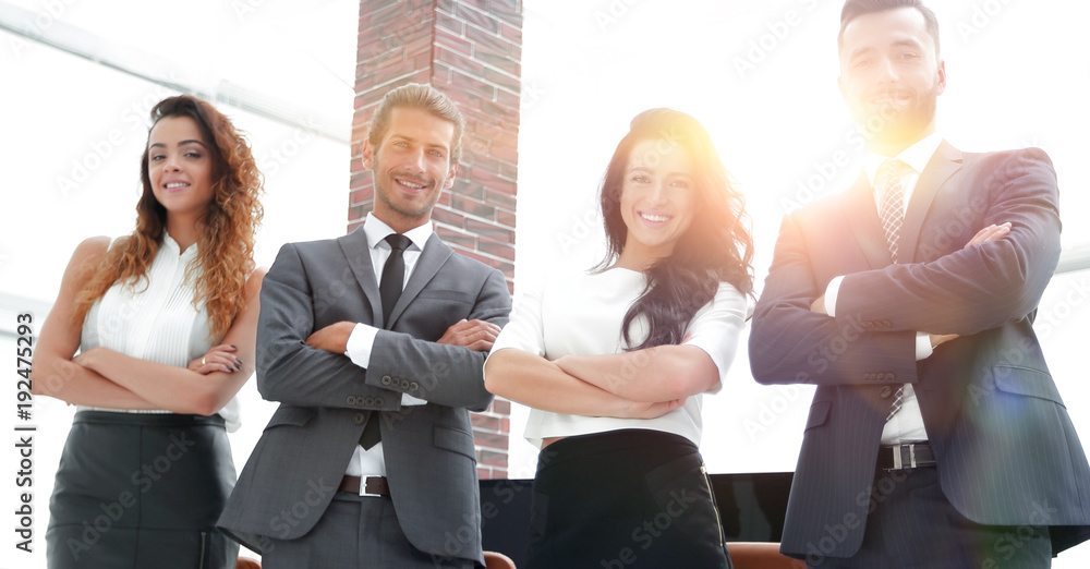 Obraz premium Happy smiling business team in office