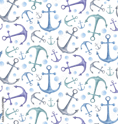 Watercolor blue anchor back...