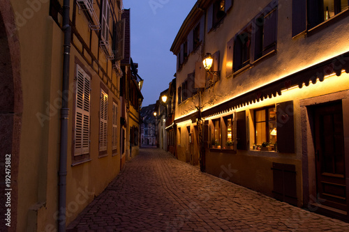 Illuminated alley in Colmar  France
