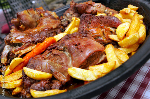 Traditional croatian meat peka, food of Croatia.