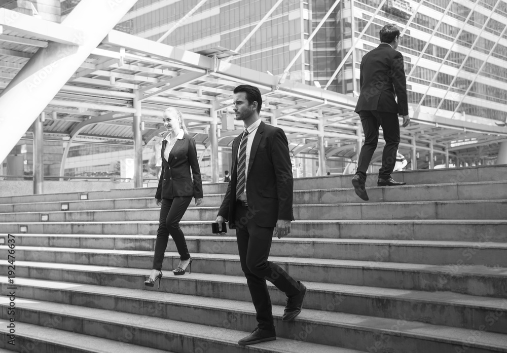 group of business person walking on stairs. rush hour concept group of business person walking on stairs. rush hour concept