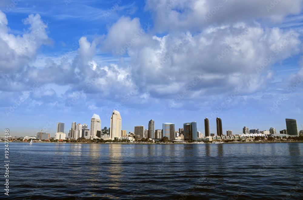Fototapeta premium The San Diego, California skyline from San Diego Bay.
