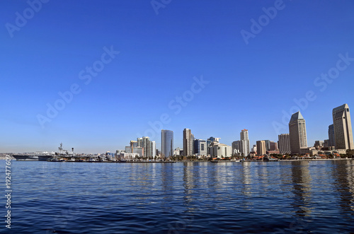 The San Diego, California skyline from San Diego Bay.