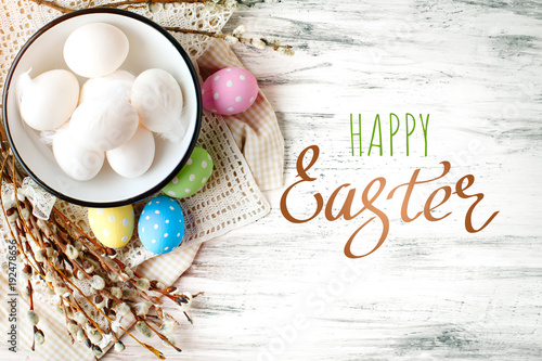 Sticker Happy Easter. Congratulatory easter background.