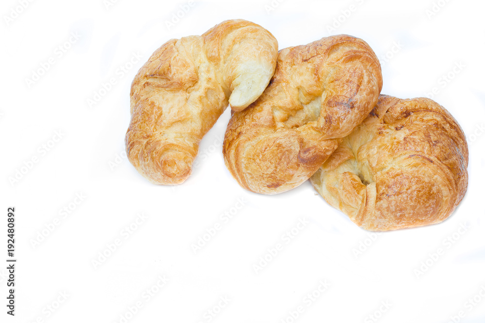 Fresh croissants isolated on white background. Fresh croissants isolated on white background.