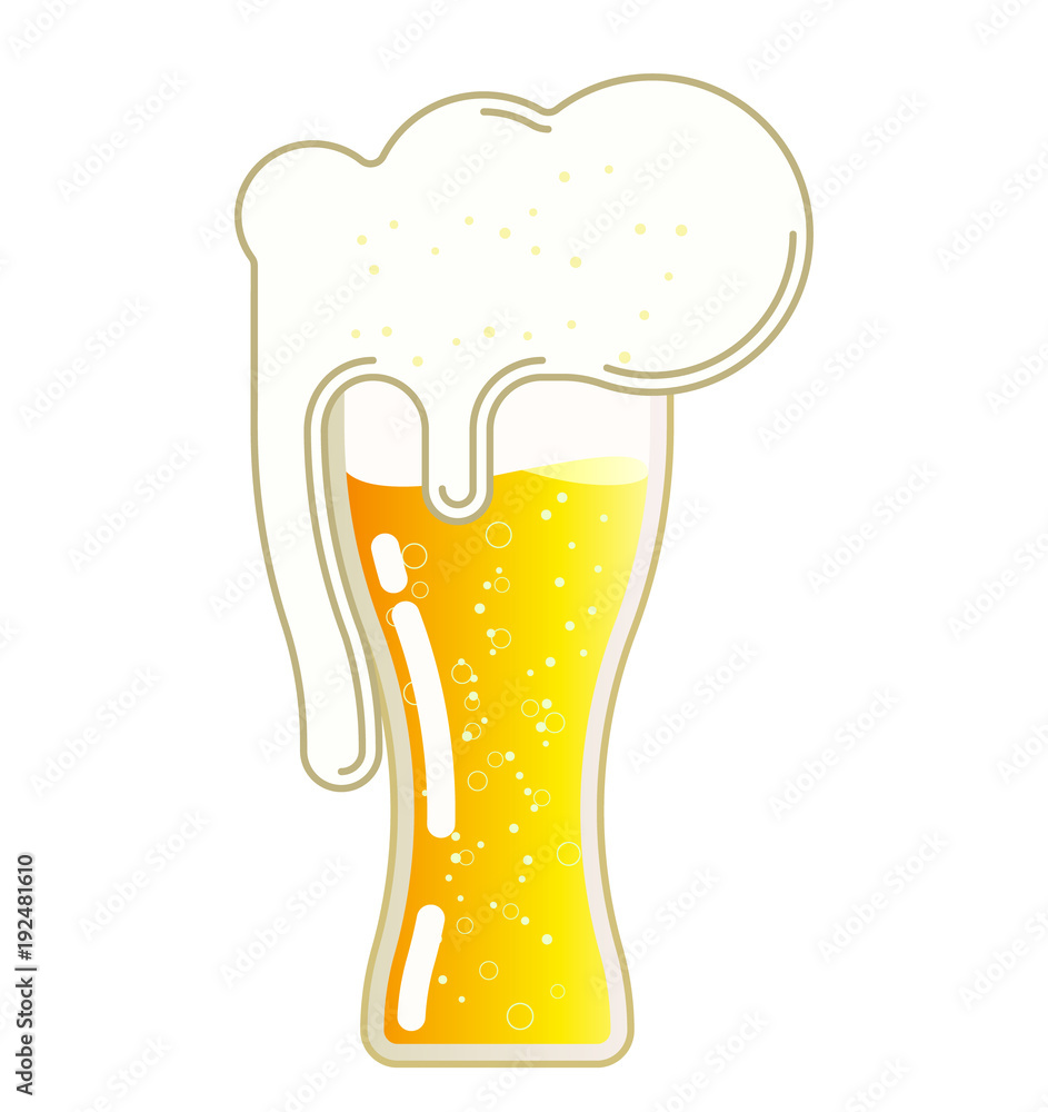 Beer with foam in a glass. 