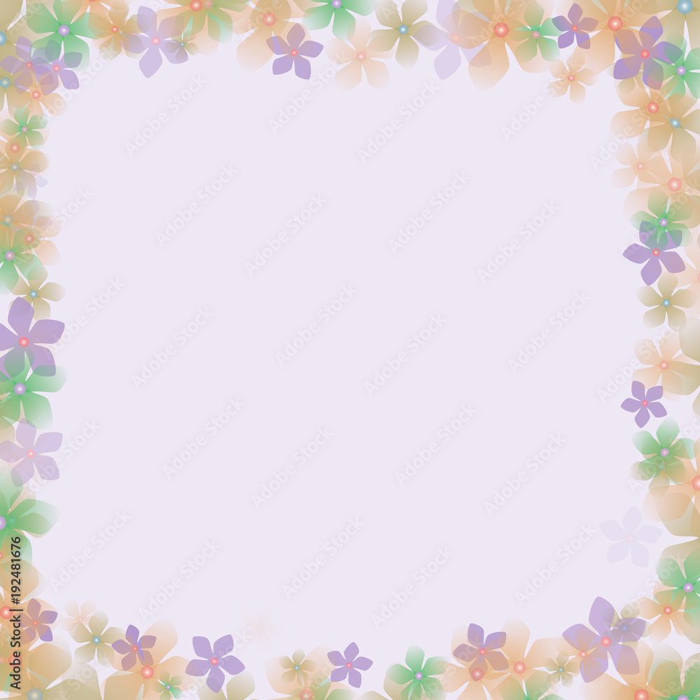 frame of flowers with a pale background