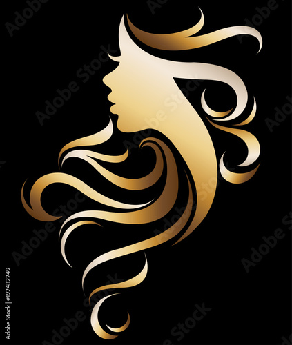 illustration vector of women silhouette golden icon