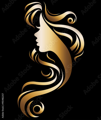 illustration vector of women silhouette golden icon