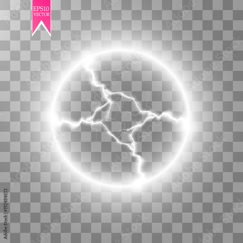 Transparent light effect of electric ball lightning. Magic plasma ball